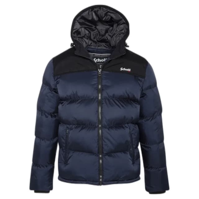 Schott Hooded Puffer Jacket + embroidery Schott Bleu Female L