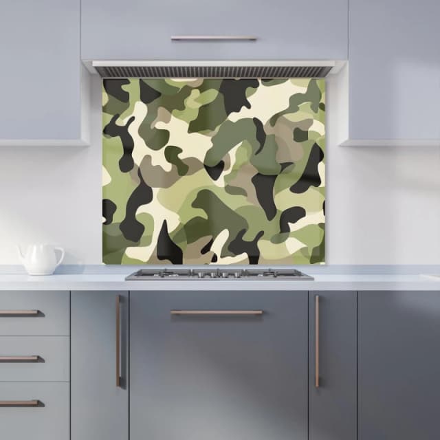 Warren Reed - Designer Camouflage Design Kitchen Splashback in Green Size: 600mm x 750mm Green Unisex 600mm x 750mm