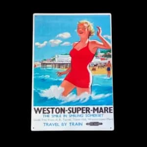 British Railways Retro Advertising Weston-Super-Mare Somerset Vintage Metal Sign