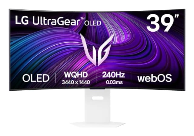 LG UltraGear 39GX90SA 39 OLED WQHD 240Hz 0.03ms UltraWide Curved USB-C Gaming Monitor 39GX90SA-W.AEK White