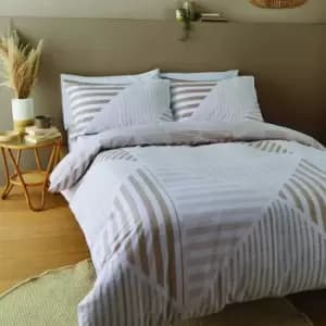Catherine Lansfield Blok Geo Natural Super King Duvet Cover Set Easy Care Bedding