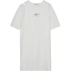 Calvin Klein Jeans Mix Media Ss T-Shirt Dress - White