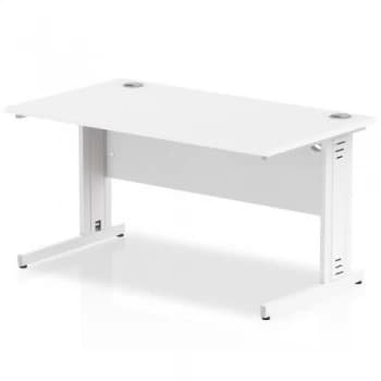 Trexus Rectangular Desk White Cable Managed Leg 1400x800mm White Ref