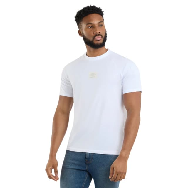 Umbro Umbro Men Layered Box Logo T-Shirt in White Size: Small White S Male 5063470856497