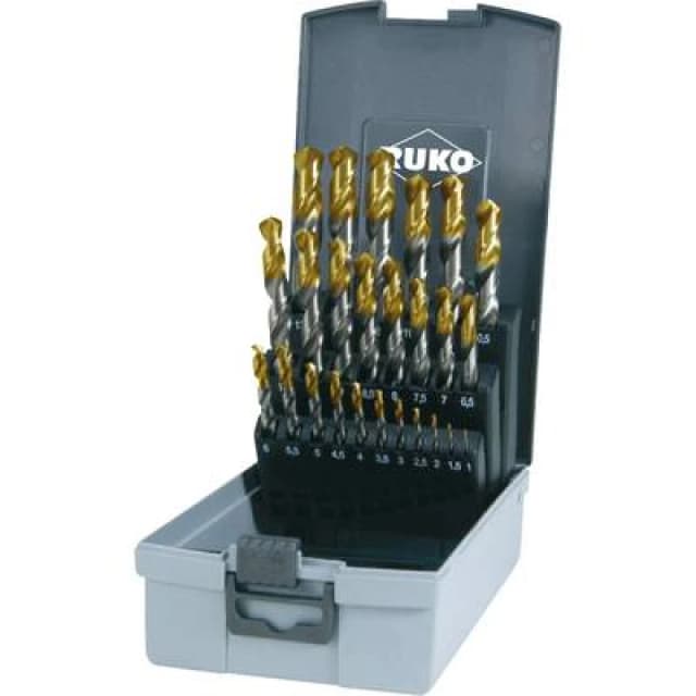 RUKO RUKO 2501215TRO HSS-G Twist drill bit set 25 Piece 1 mm, 1.5 mm, 2 mm, 2.5 mm, 3 mm, 3.5 mm, 4 mm, 4.5 mm, 5 mm, 5.5 mm, 6 mm, 6.5 mm, 7 mm, 7.5