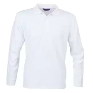 Henbury Adults Unisex Long Sleeve Coolplus Piqu Polo Shirt (3XL) (White)