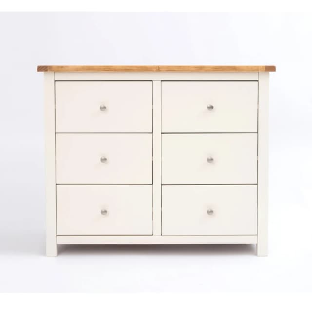 Cabinet Bits Maggiori 6 Drawer Chest of Drawers Chrome Knob in Off-White Off-White Unisex
