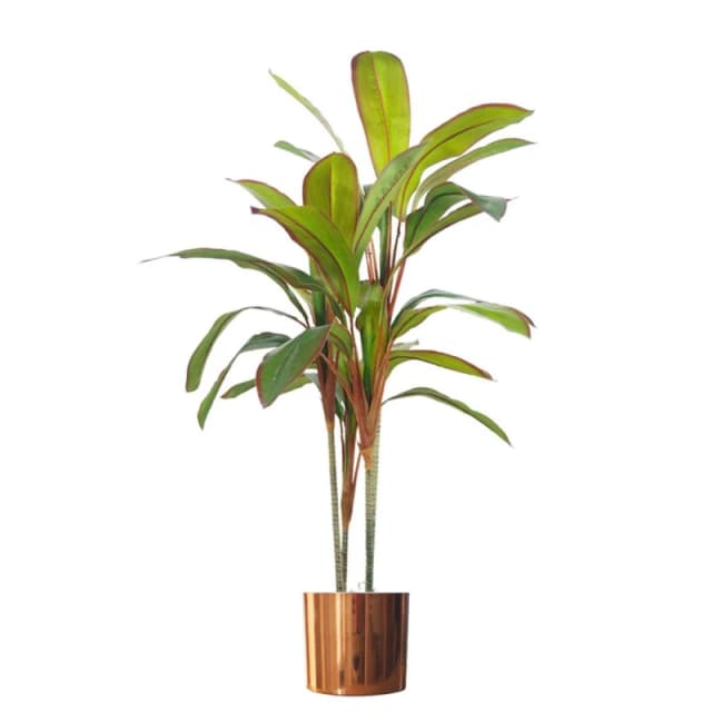 Leaf Realistic 100cm Dracaena Tropical Plant w/ Copper Metal Pot - High Quality