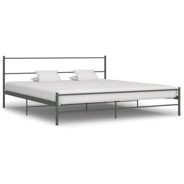 MINKUROW 284687 Bed Frame without Mattress Grey Metal 200x200cm vidaXL YX284687