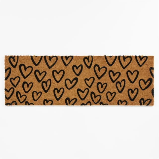Arthouse Astley Printed Hand Drawn Hearts PVC Backed Coir 4 Door Mats One Size Black 40589903000
