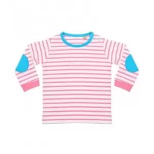 Larkwood Baby Boys Striped Long Sleeve T-Shirt (18-24 Months) (Pale Pink/White)