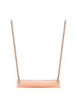Simply Silver Rose Gold Plated Sterling Silver Personalised Engravable Horizontal Bar Pendant