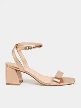 Yours Wide Fit Mid Block Heel Sandal Two Strap Rose Gold, Size 4E, Women