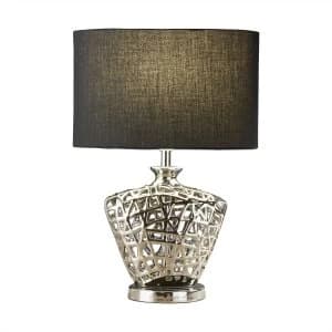 1 Light Table Lamp Chrome with Black Shade, E27