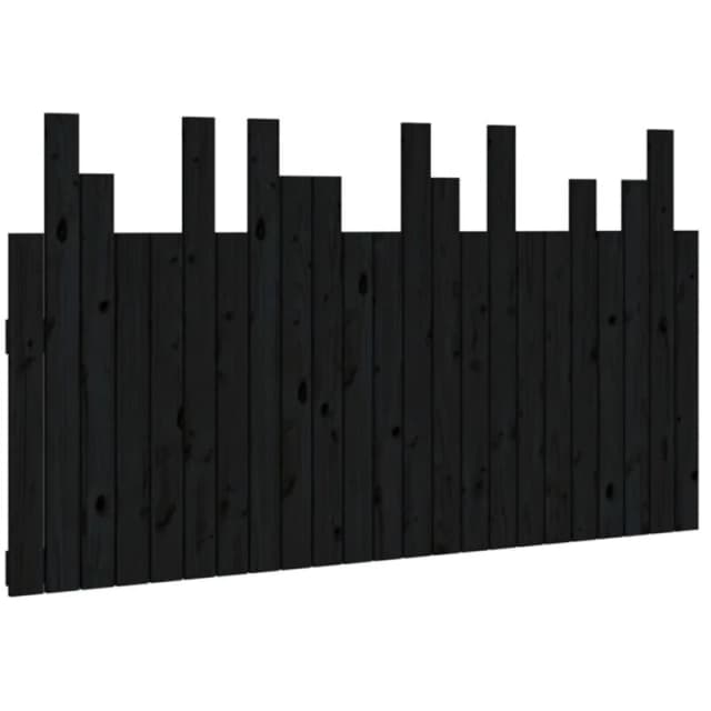 Vidaxl Wall Headboard Black 146.5X3X80 Cm Solid Wood Pine, Black 824797