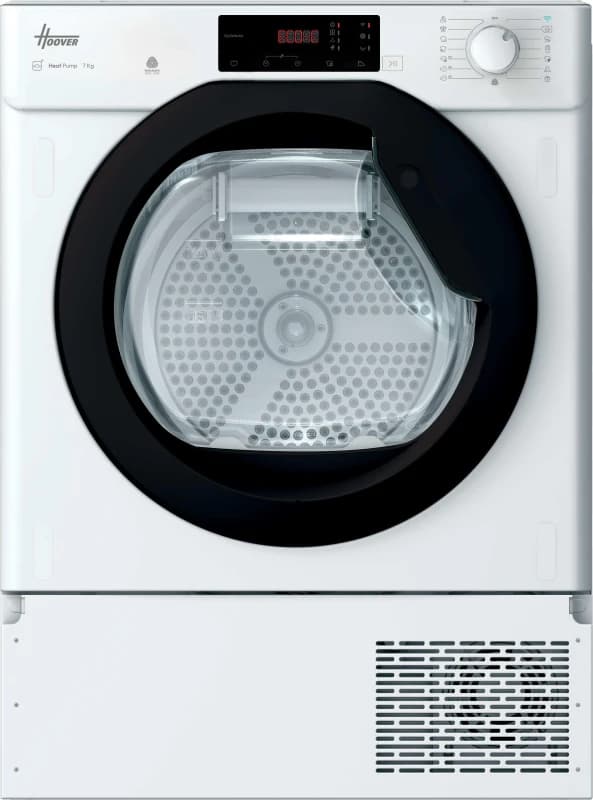 Hoover H-DRY 300 BATD H7A1TBE-80 WiFi Connected 7Kg Integrated Heat Pump Tumble Dryer - White - A+ Rated, White