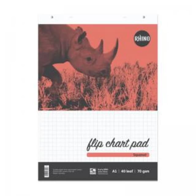 Rhino A1 Flipchart Pad 40 Leaf 20mm Squared With Plain Reverse...