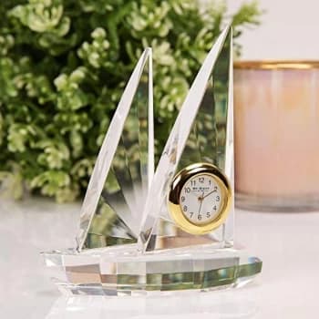 Miniature Glass Clock - Sailing Yacht