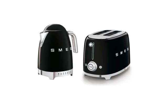 Smeg Smeg Kettle and Toaster, 50's Style Retro Range, KLF04BLUK/TSF01BLUK, Black One Size Unisex 5056462384412