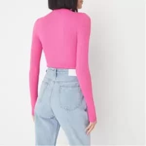 Missguided Rib Cut Out Knit Bodysuit - Pink
