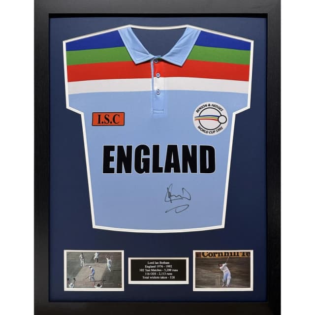 AllStarSignings Ltd Ian Botham signed & framed England cricket shirt Blue unisex One Size