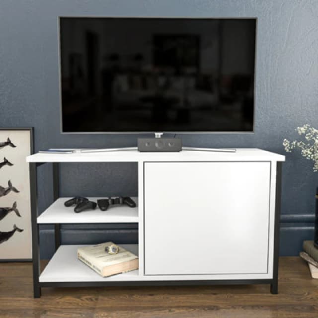 Decorotika Muskegon TV Stand TV Unit For Tv's Up To 63" Black And White