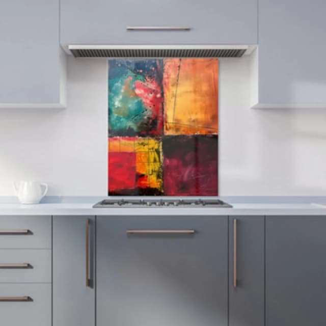 Warren Reed Designer Quadrant Fusion: Colours In Conflict Kitchen Splashback