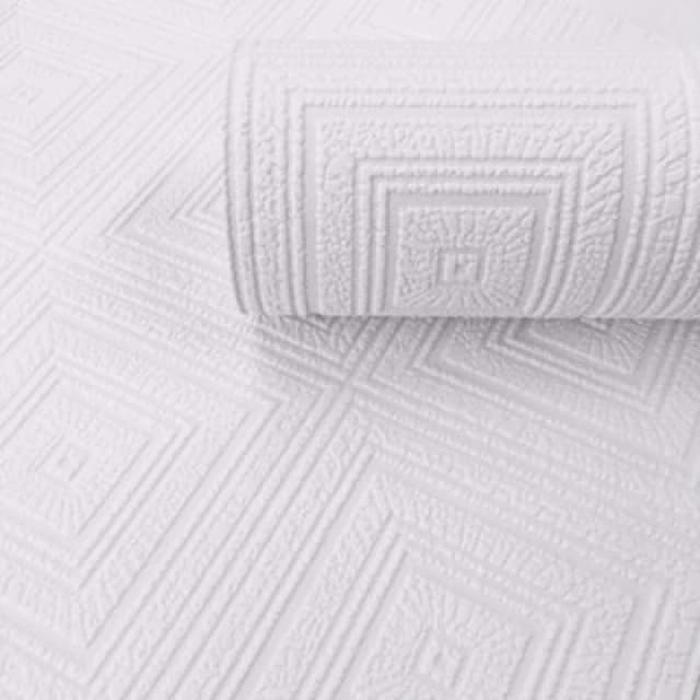 As Creation Blown Vinyl Geometric White Wallpaper 6640-13