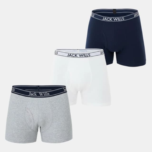 Jack Wills Daundley Multipack Boxers 3 Pack Grey/White/Navy male X Large