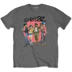 Gorillaz - Group Circle Rise Unisex XX-Large T-Shirt - Grey