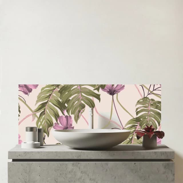 Warren Reed - Designer Pink Cosmos Flowers Glass Bathroom Splashback Pink Unisex