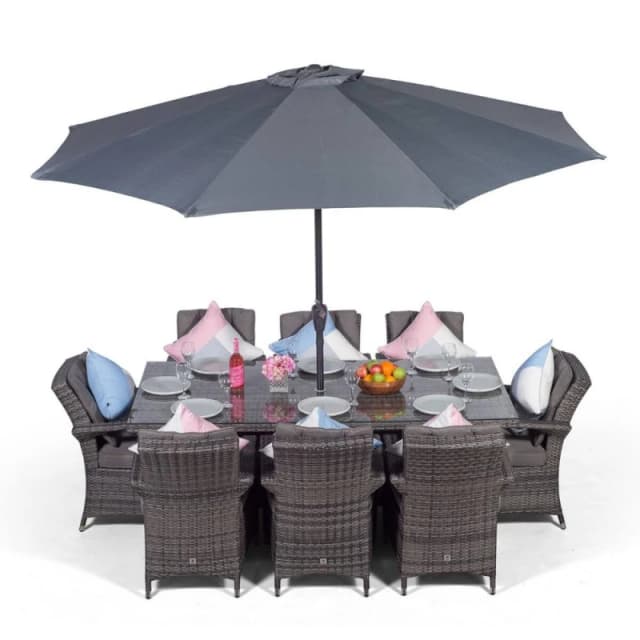 Thats Furniture Arizona Rectangular 8 Seater Rattan Patio Dining Set in Grey Grey Unisex