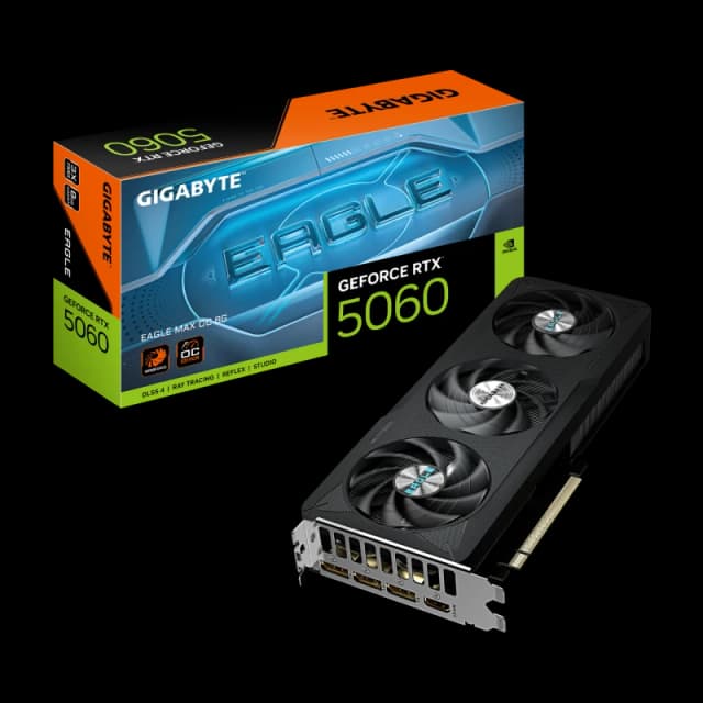 Gigabyte GeForce RTX 5060 EAGLE MAX OC 8GB Triple Fan Graphics Card - GV-N5060EAGLEMAX OC-8GD