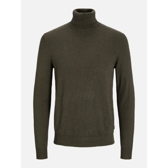 Jack and Jones Mens Knitted Roll Neck Jumper Olive Night male L