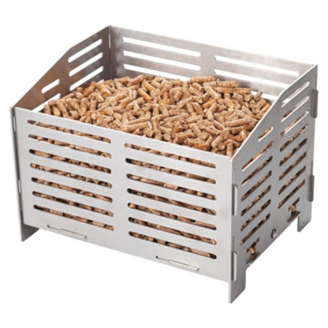Valiant Valiant Pellet Burner Basket Box for Wood Burning Stoves, Fireplaces, Fire Pits and Outdoor Heating in Metallic Silver Metallic Silver One Siz
