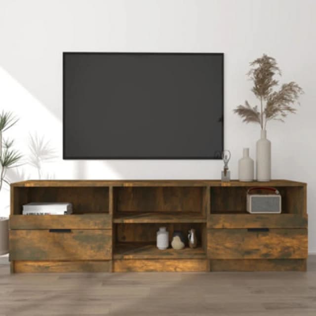 vidaXL TV Cabinet Smoked Oak 150x33.5x45cm Engineered Wood, Brown 817114