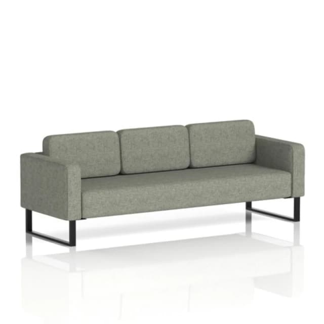 Brixworth Office Sofa 3 Seater with Black Legs in Rivet Fabric - Vitreous