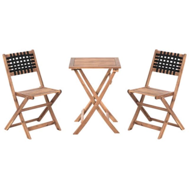 Beliani Bistro Set Coniolo Acacia Wood Brown/ Black
