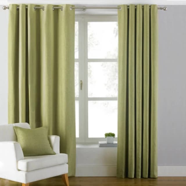 Atlantic Twill Woven Eyelet Curtains Green / 168 x 137cm