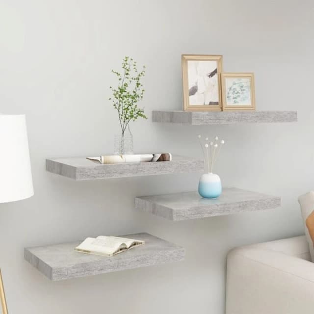 VIDAXL Vidaxl - Floating Wall Shelves 4 pcs Concrete Grey 40x23x3.8cm mdf 8720286416945