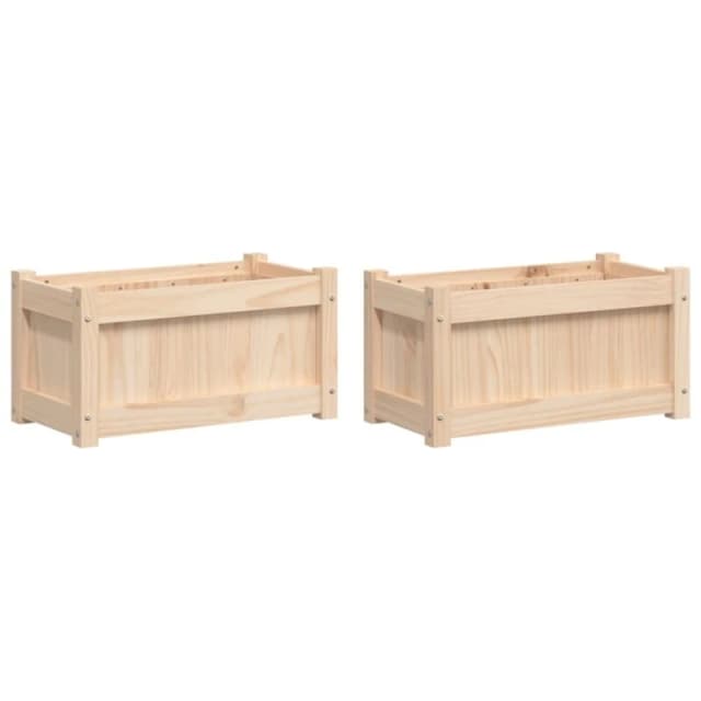 vidaXL Garden Planters 2pc Solid Wood Pine, Brown 837440