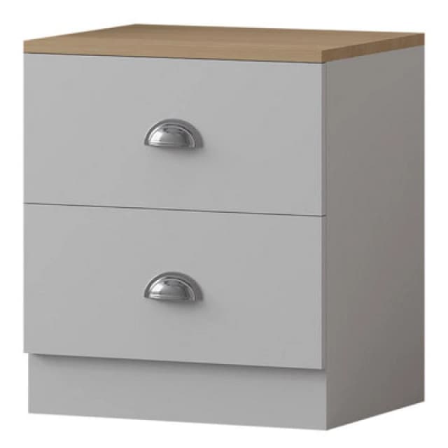 FWStyle FWStyle 2 Drawer Bedside Chest Matt White Oak Top Bedroom Furniture White One Size Unisex 5056413127464