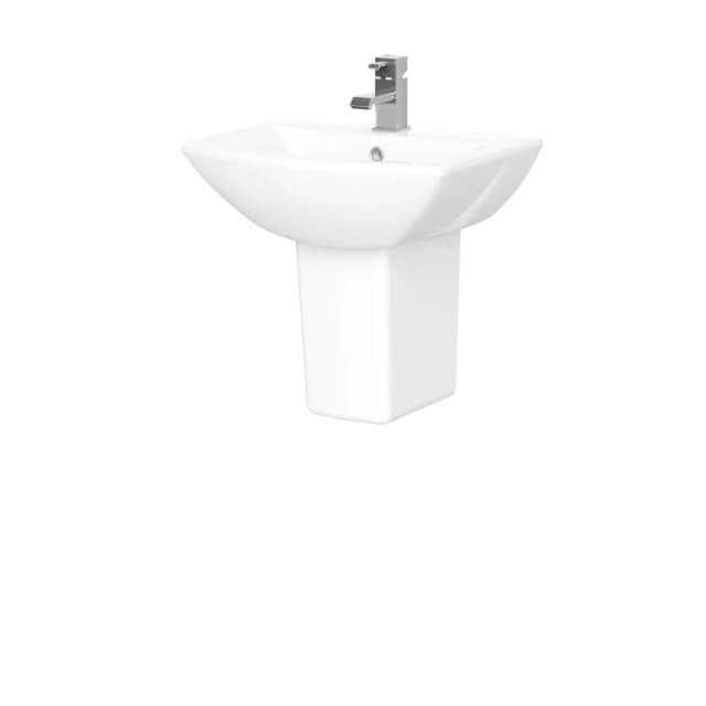 Balterley Square 1 Tap Hole Ceramic Basin Semi Pedestal 500mm White