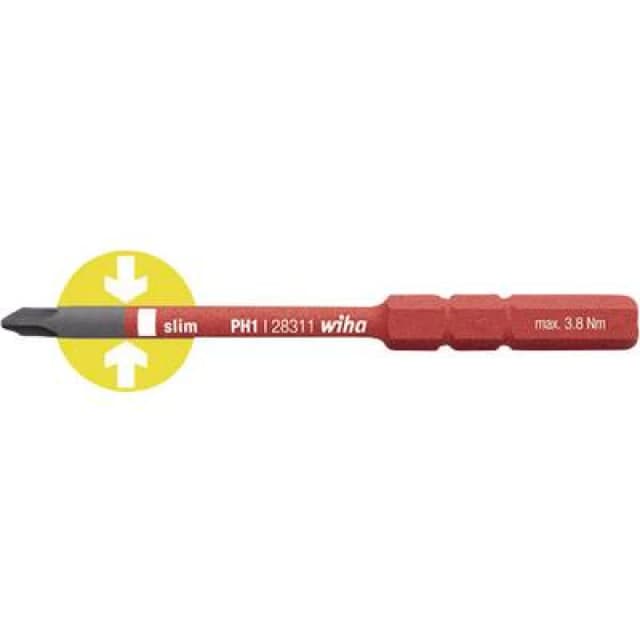 Wiha Wiha SlimBit electric Workshop Phillips Interchangeable bit PH 1 75mm Compatible with Wiha Torque 34583