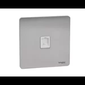 Schneider USFP Single RJ45 Data Socket White Insert Stainless Steel - GU7471WSS