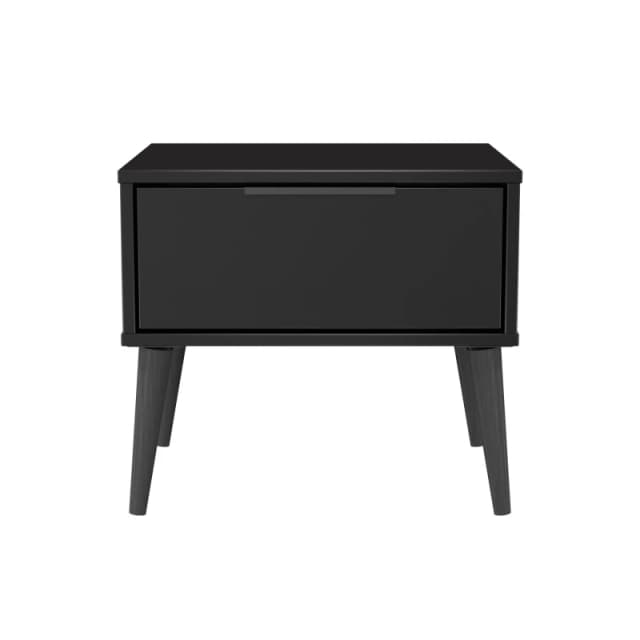Hong Kong Ready Assembled Matt Black 1 Drawer Small Side Table (H)410mm (W)450mm (D)395mm