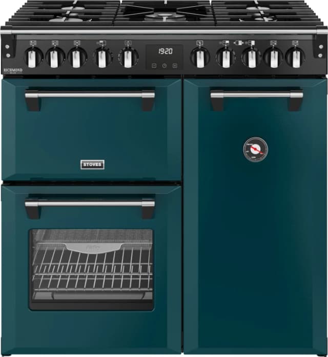 Stoves Richmond Deluxe 90DF 90cm wide Dual Fuel Range Cooker with Gas Hob - Deep Marine - A Rated