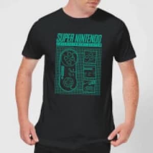 Super Nintendo Entertainment System Blueprint T-Shirt - Black - M