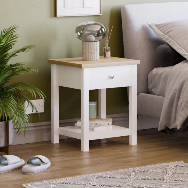 Lassic Vida Designs Arlington 1 Drawer Side Table White unisex 1 Drawer