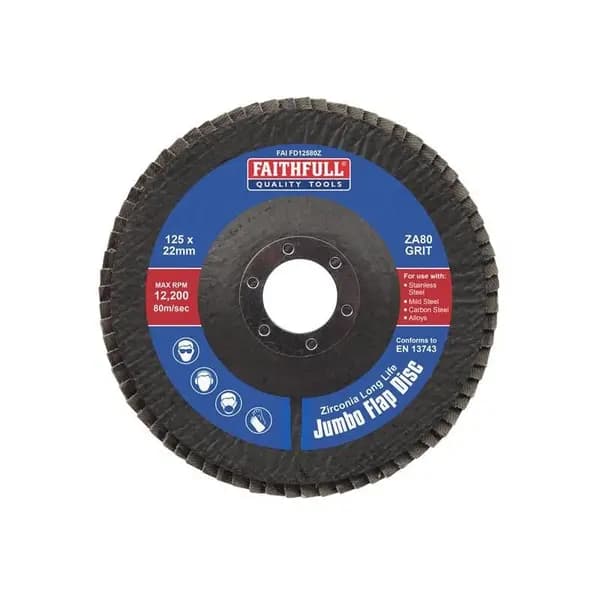 Faithfull Zirconia Abrasive Jumbo Flap Disc FAIFD12580Z Diameter: 125mm